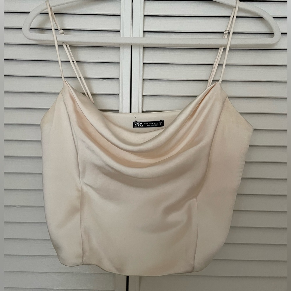 Zara Structured Cream Silky Tank